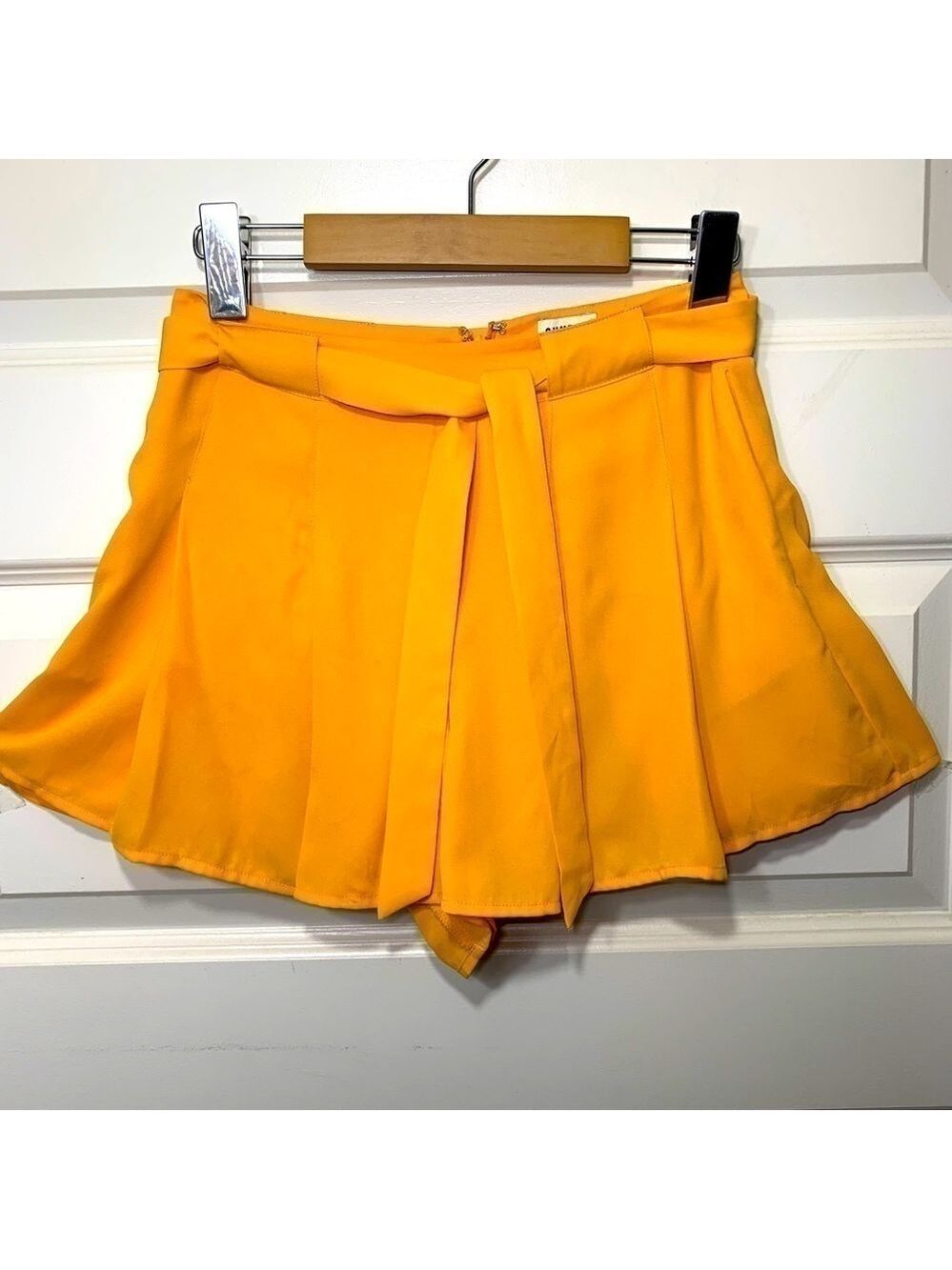 Aritzia Sunday Best Orange Tailored Pleaded Shorts Tie Waist Side Pockets Sz 2 - Picture 11 of 11